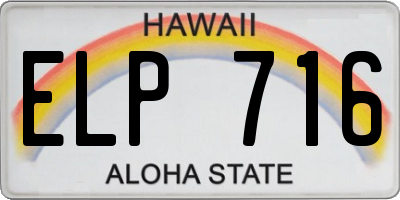 HI license plate ELP716