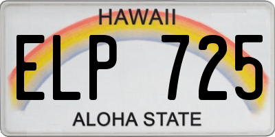 HI license plate ELP725