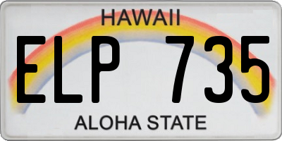 HI license plate ELP735