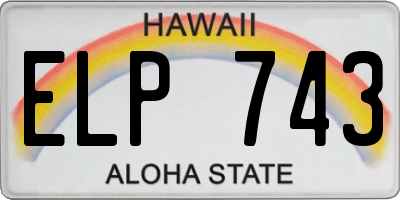 HI license plate ELP743