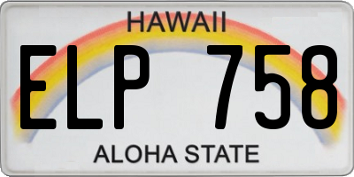 HI license plate ELP758