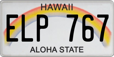 HI license plate ELP767