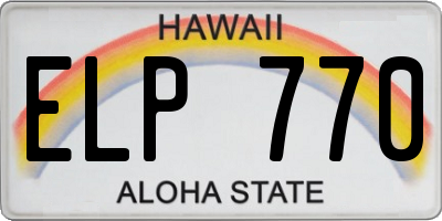 HI license plate ELP770