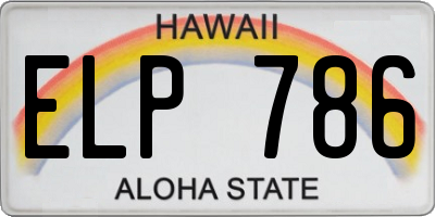 HI license plate ELP786