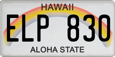 HI license plate ELP830