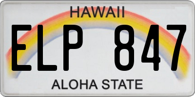 HI license plate ELP847