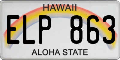 HI license plate ELP863