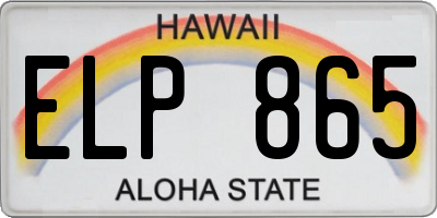 HI license plate ELP865