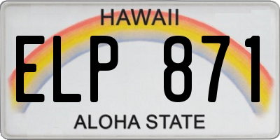 HI license plate ELP871