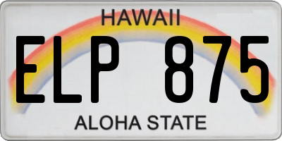 HI license plate ELP875