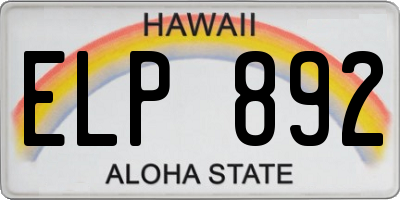 HI license plate ELP892