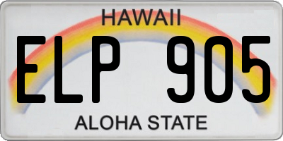 HI license plate ELP905