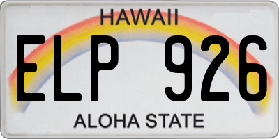 HI license plate ELP926