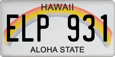 HI license plate ELP931