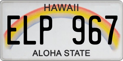 HI license plate ELP967