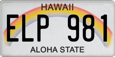 HI license plate ELP981