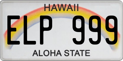 HI license plate ELP999
