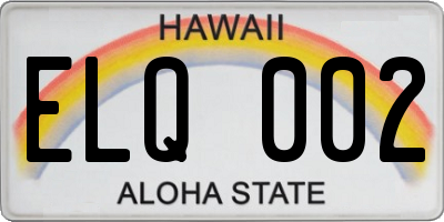 HI license plate ELQ002