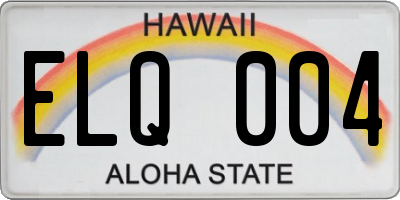 HI license plate ELQ004