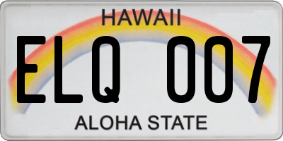 HI license plate ELQ007