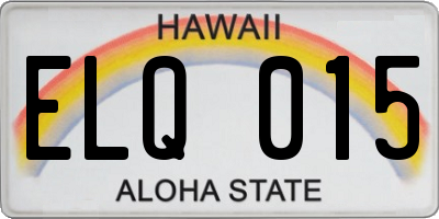 HI license plate ELQ015