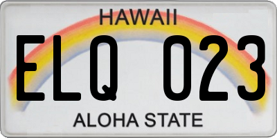 HI license plate ELQ023
