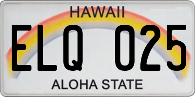HI license plate ELQ025