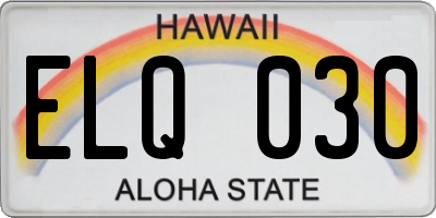 HI license plate ELQ030