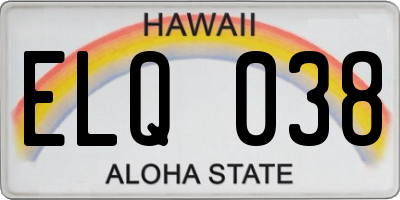 HI license plate ELQ038