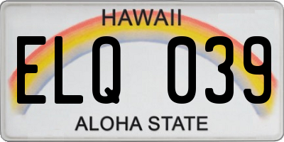HI license plate ELQ039
