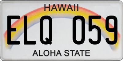 HI license plate ELQ059