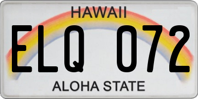 HI license plate ELQ072