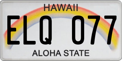 HI license plate ELQ077