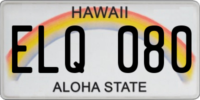 HI license plate ELQ080