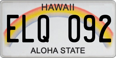 HI license plate ELQ092