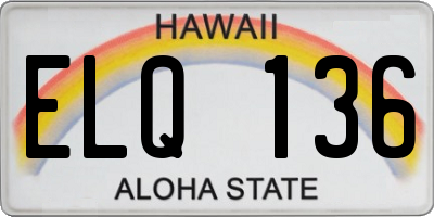 HI license plate ELQ136