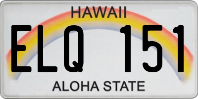 HI license plate ELQ151