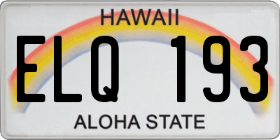 HI license plate ELQ193