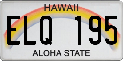 HI license plate ELQ195