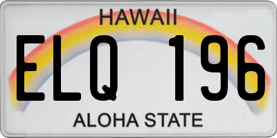 HI license plate ELQ196