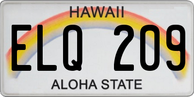 HI license plate ELQ209