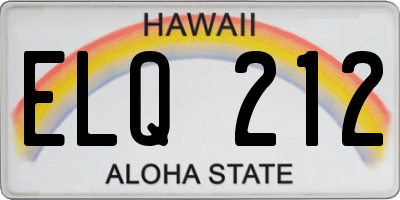 HI license plate ELQ212