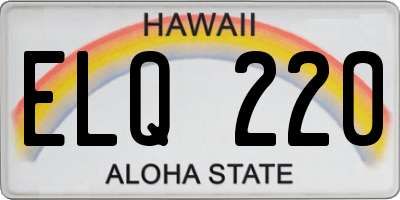 HI license plate ELQ220