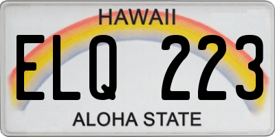 HI license plate ELQ223
