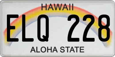 HI license plate ELQ228