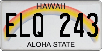 HI license plate ELQ243