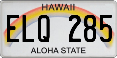HI license plate ELQ285