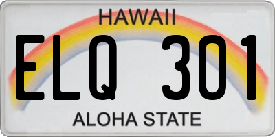 HI license plate ELQ301