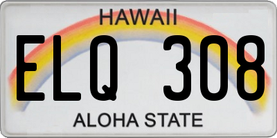 HI license plate ELQ308
