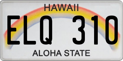 HI license plate ELQ310